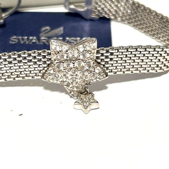 💥 Stunning Vintage Swarovski White Pave Crystal and Silver Star Woven Bracelet 💥 - Picture 2 of 13